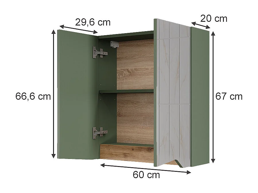 Armoire de toilette vert/artisan 60x20x67 marelle