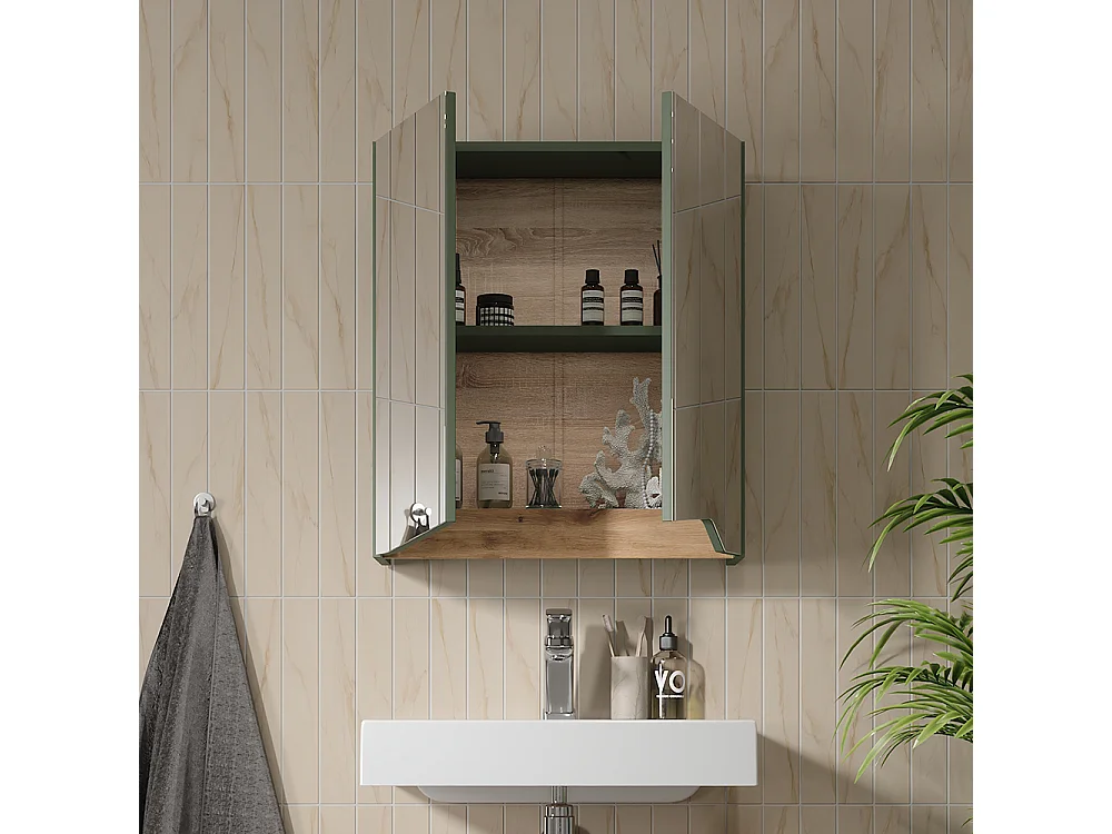 Armoire de toilette vert/artisan 60x20x67 marelle