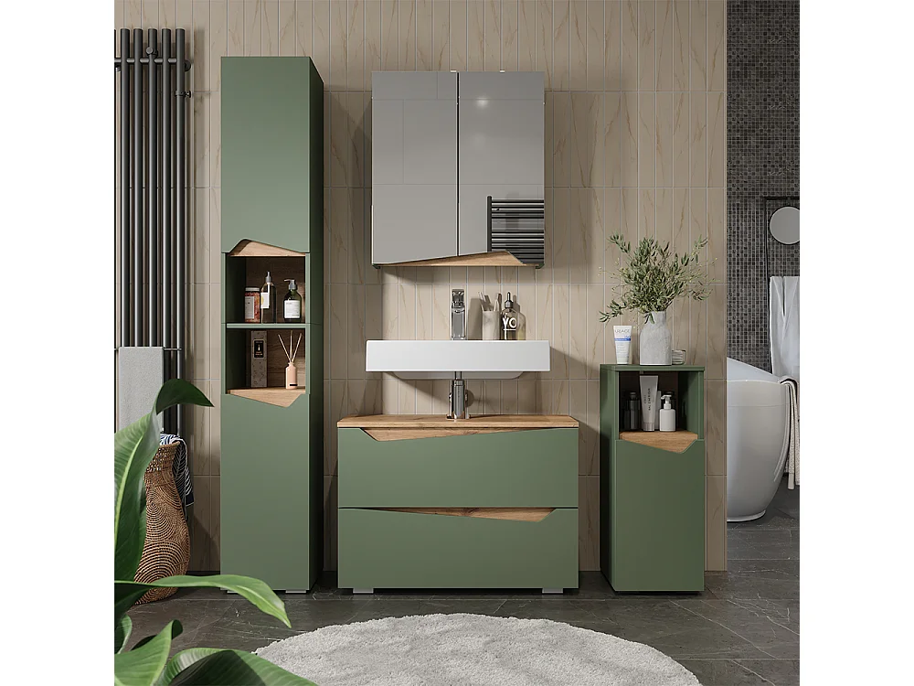 Armoire de toilette vert/artisan 60x20x67 marelle