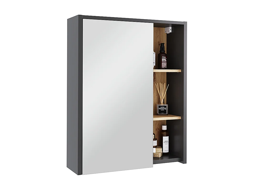 Armoire de salle de bain avec miroir gris/artisan 60x18x75 viola