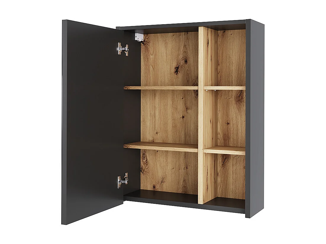 Armoire de salle de bain avec miroir gris/artisan 60x18x75 viola