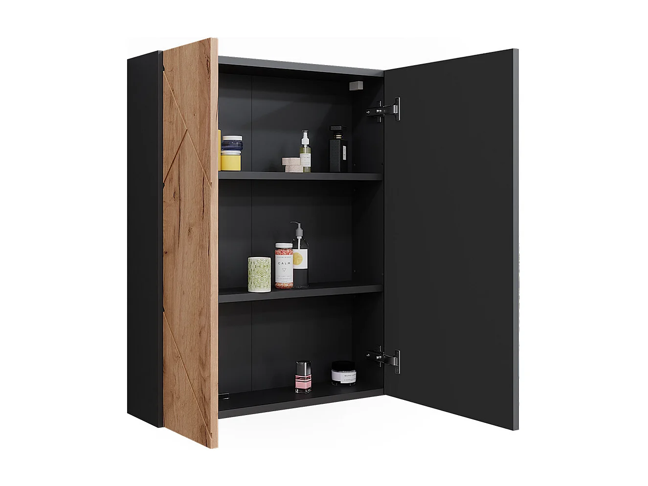 Armario con espejo de baño antracita/roble dorado 60x17.2x75 irma