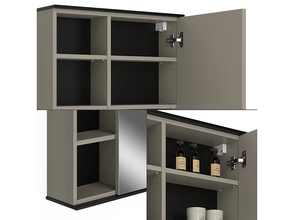 Armoire de toilette grège 60x17.4x60 joli