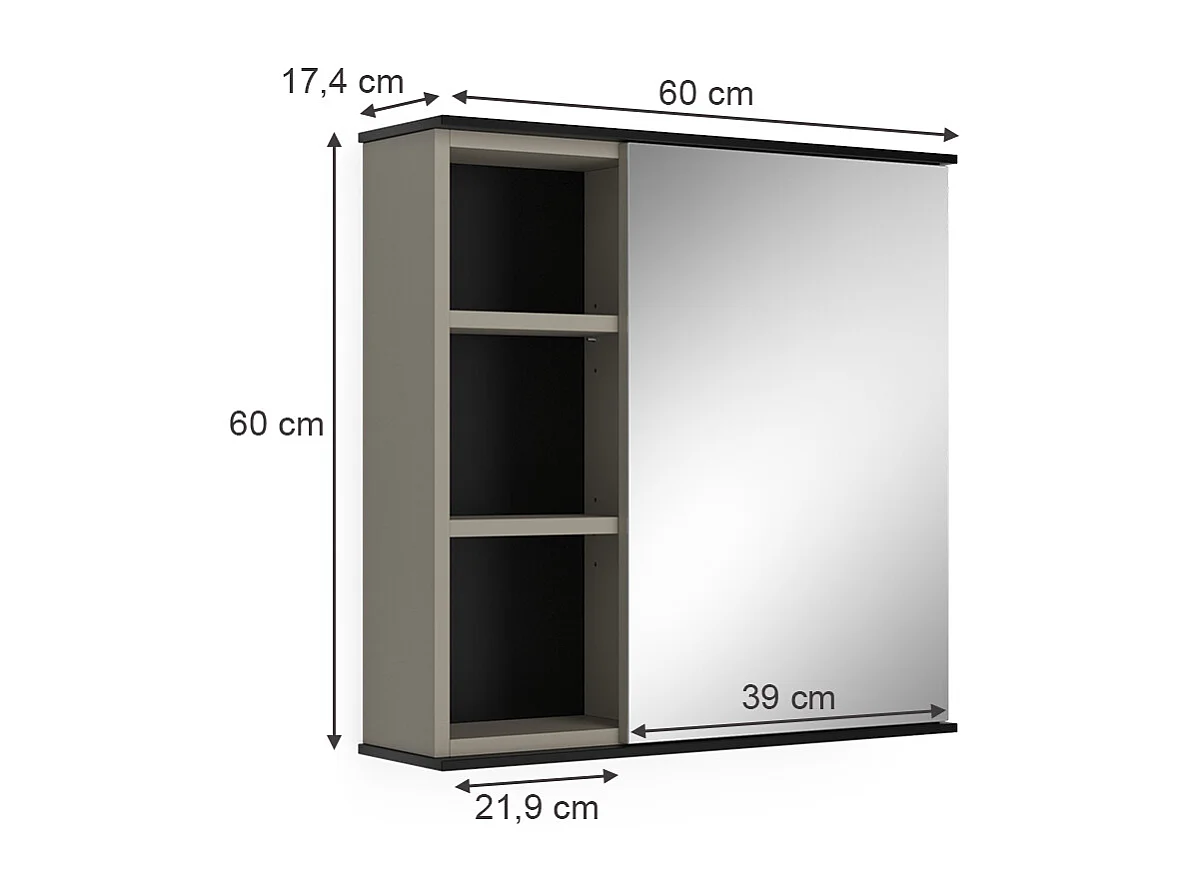 Armoire de toilette grège 60x17.4x60 joli
