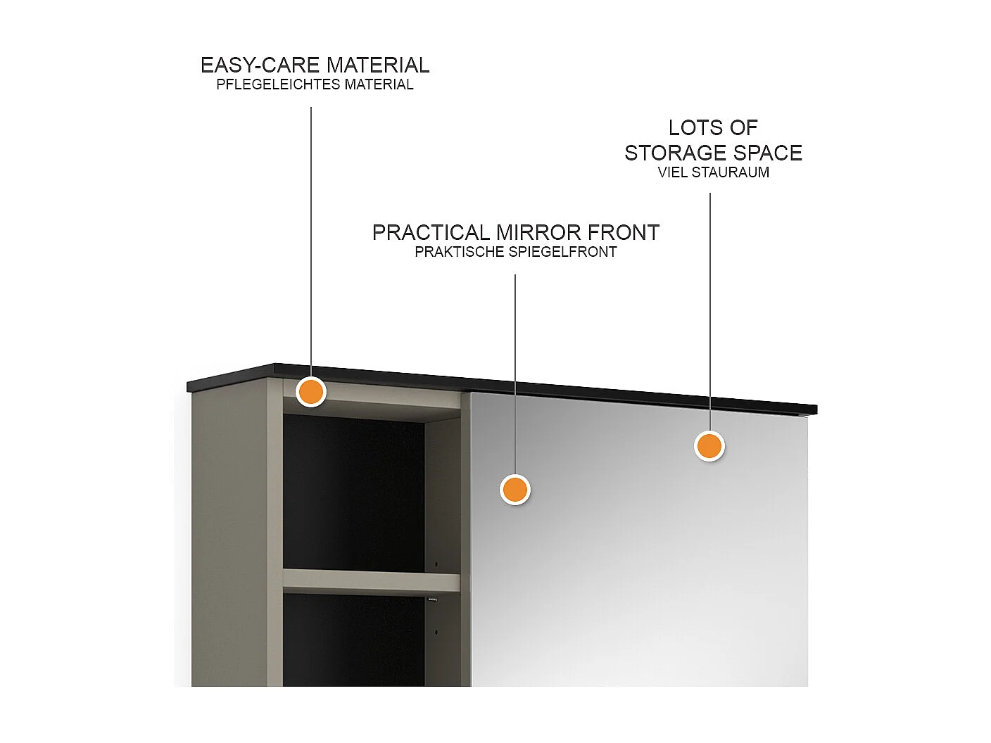 Armoire de toilette grège 60x17.4x60 joli