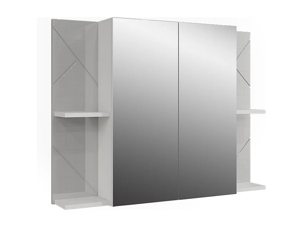 Armario con espejo de baño blanco/blanco alto brillo 100x17.2x75 irma