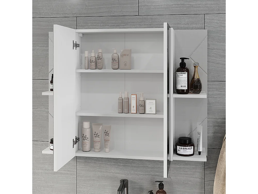 Armario con espejo de baño blanco/blanco alto brillo 100x17.2x75 irma