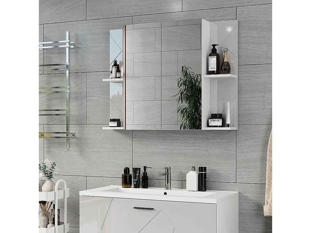 Armoire de toilette blanc/blanc brillant 100x17.2x75 irma