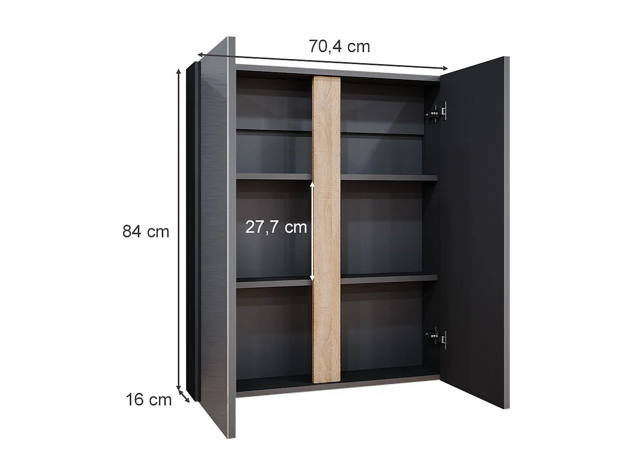 Armoire de toilette anthracite 70.4x15.9x84 gloria