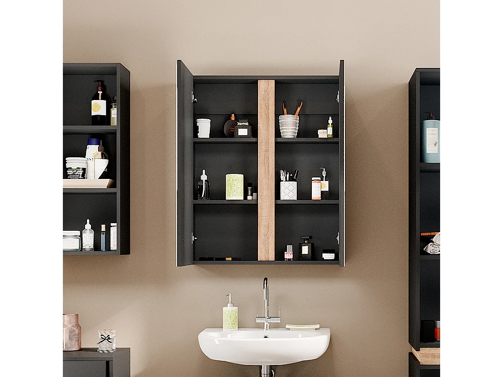 Armoire de toilette anthracite 70.4x15.9x84 gloria