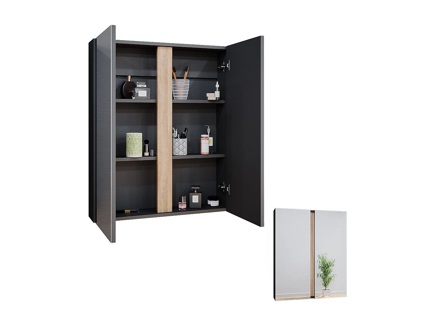 Armoire de toilette anthracite 70.4x15.9x84 gloria