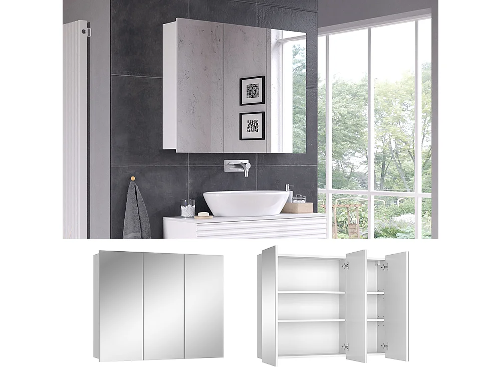 Armoire de toilette blanc 100x16.9x79.8 sola