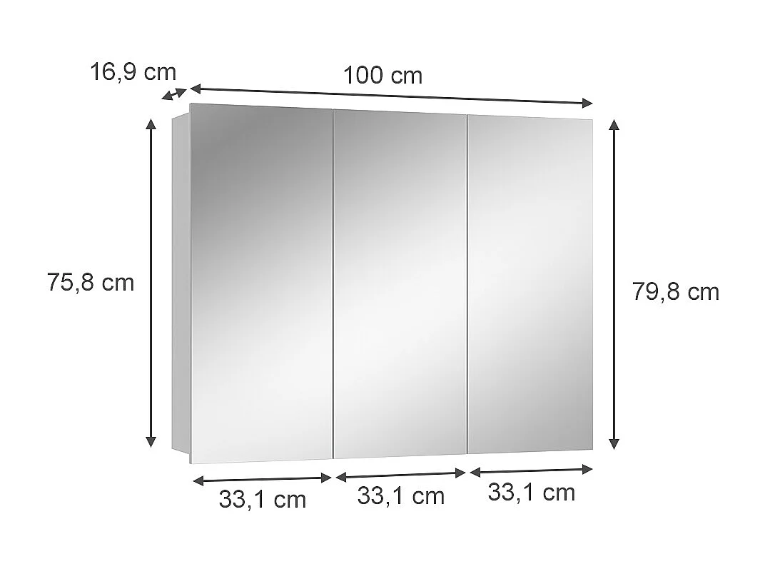 Armoire de toilette blanc 100x16.9x79.8 sola