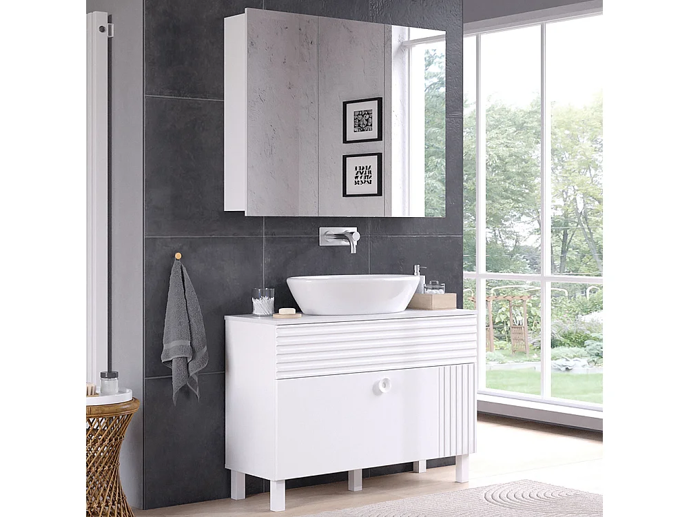 Armoire de toilette blanc 100x16.9x79.8 sola