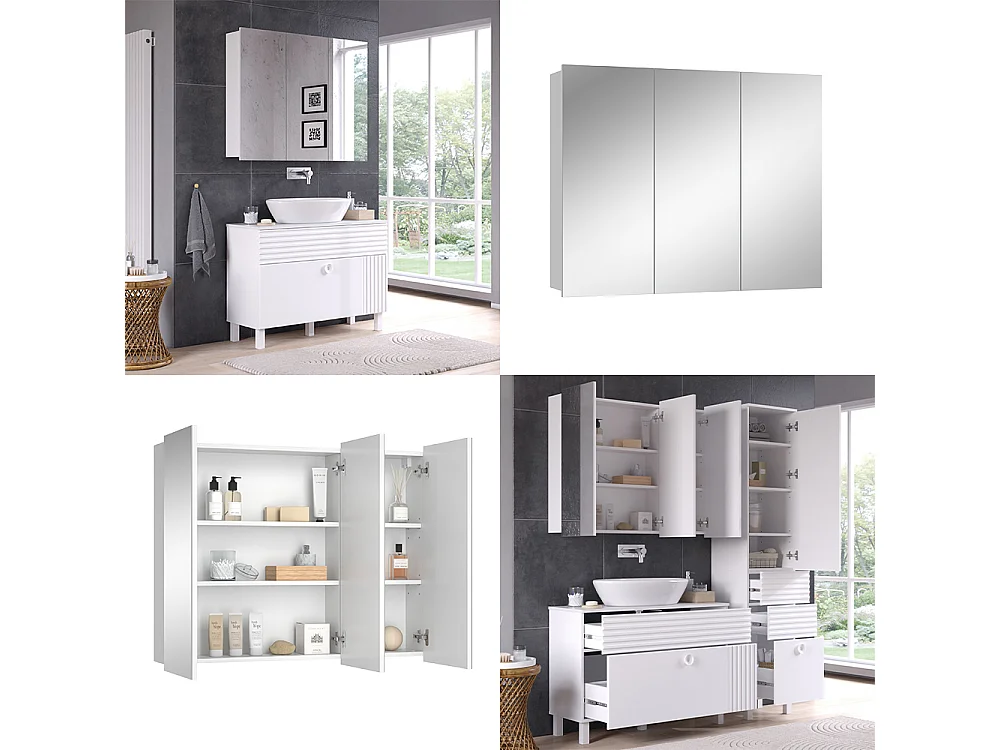 Armoire de toilette blanc 100x16.9x79.8 sola