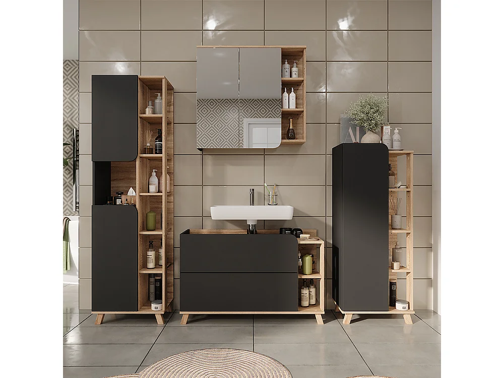 Armario con espejo sonoma 80x20x75 karen