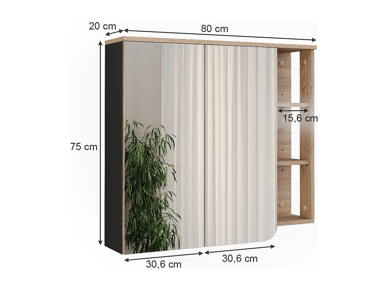 Armoire de toilette sonoma 80x20x75 karen