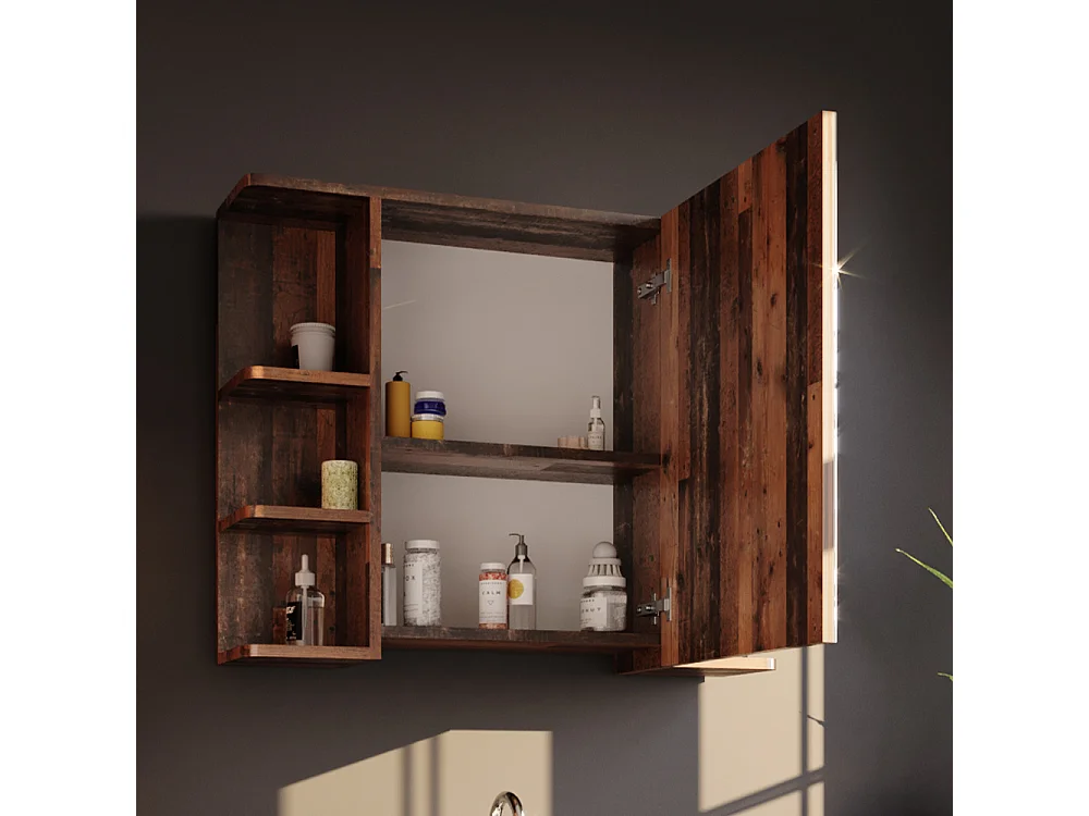 Armario con espejo para baño estilo antiguo 79.6x21.2x64 fynn