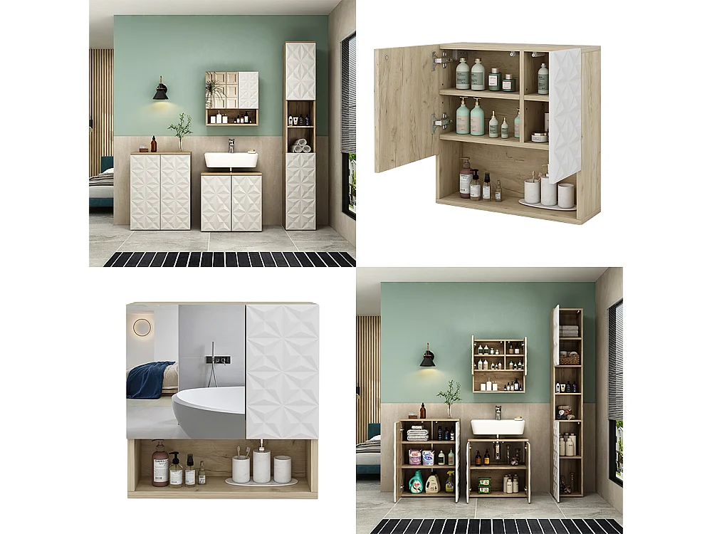 Armario con espejo para baño blanco 54x17x55 edge