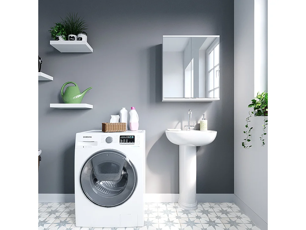 Armario con espejo para baño blanco 60x20x68 roy