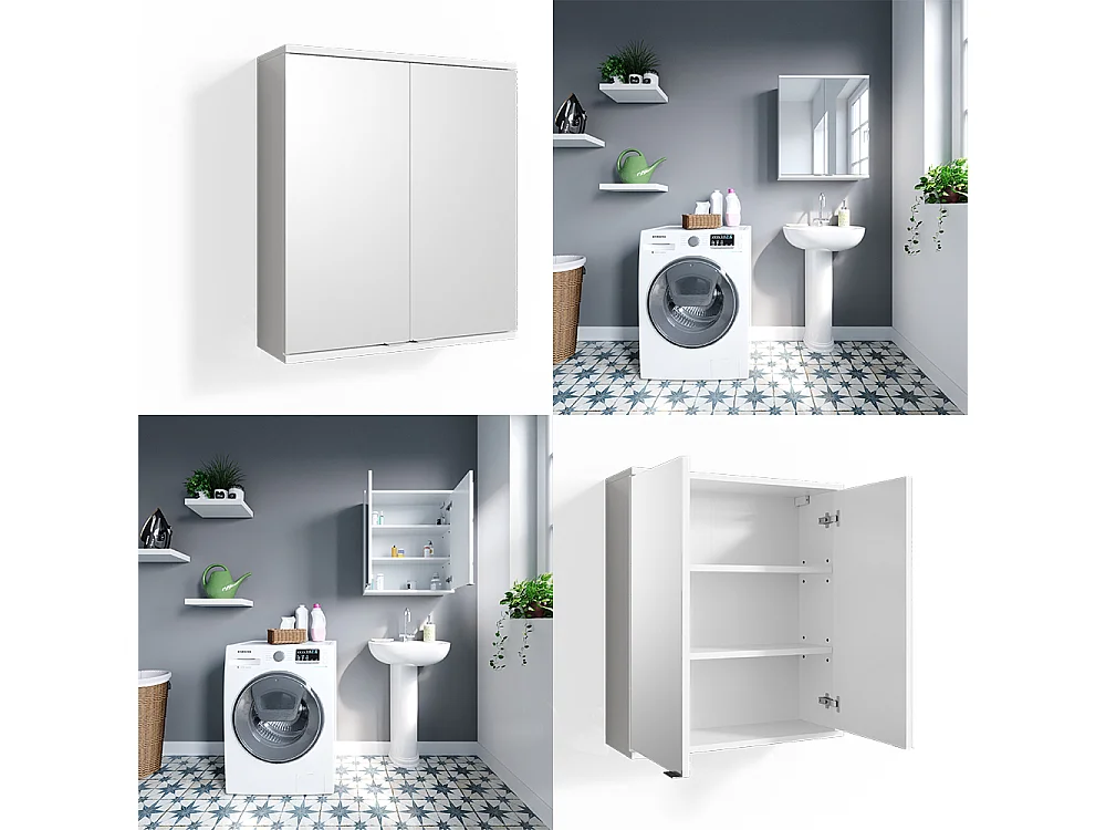 Armario con espejo para baño blanco 60x20x68 roy