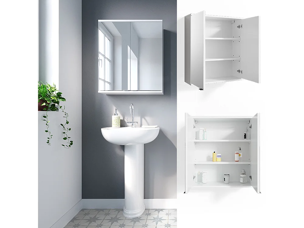 Armoire de toilette blanc 60x20x68 roy