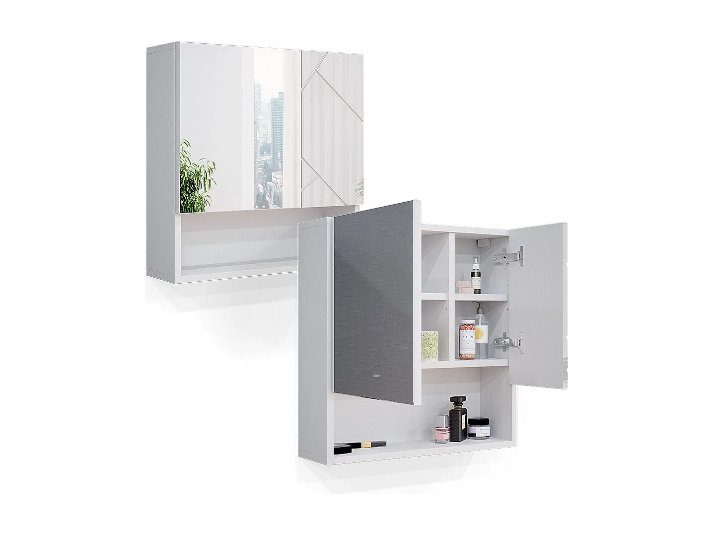 Armario con espejo para baño blanco alto brillo 54x16.9x55 irma