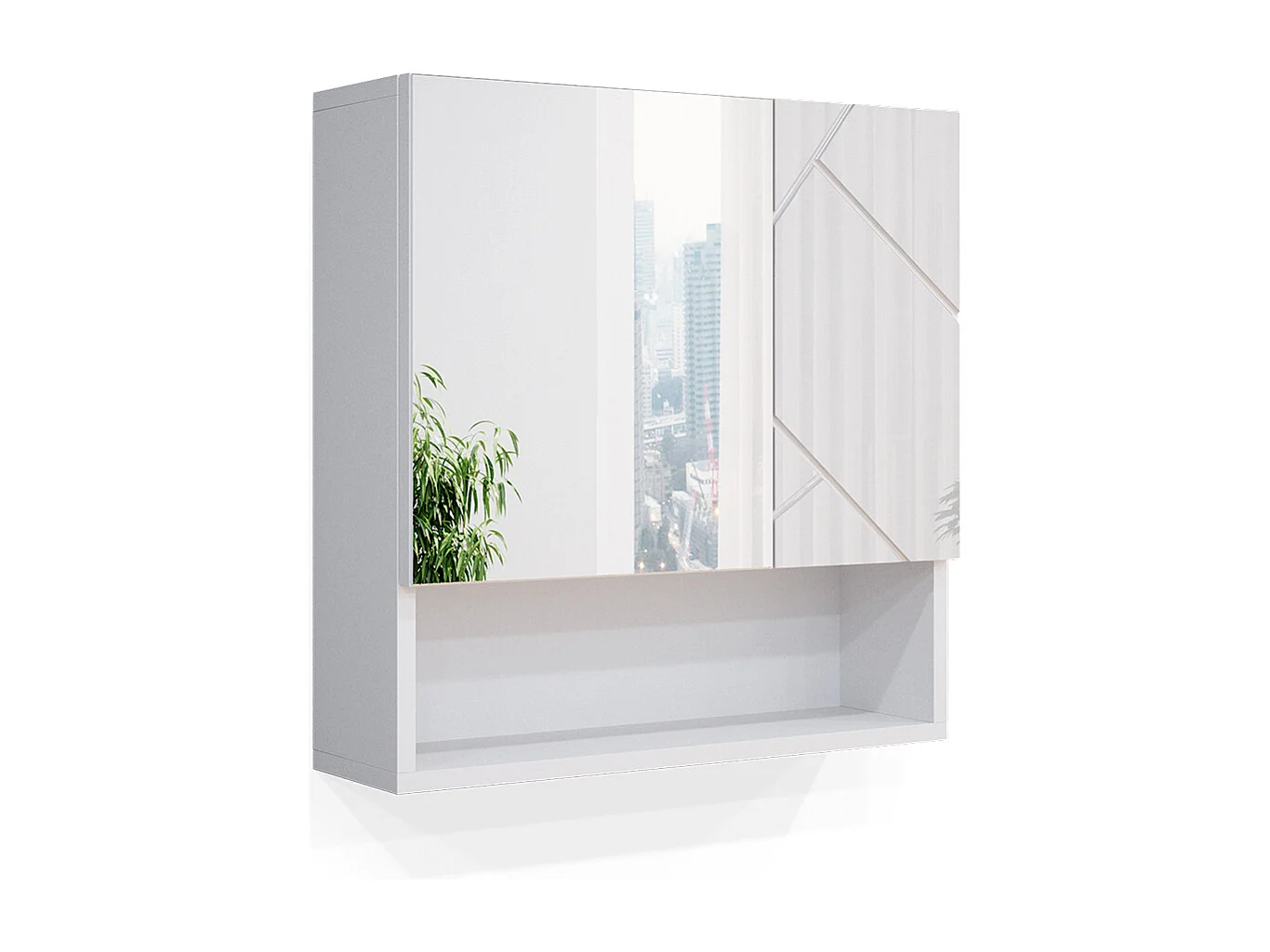 Armoire de toilette blanc haute brillance 54x16.9x55 irma