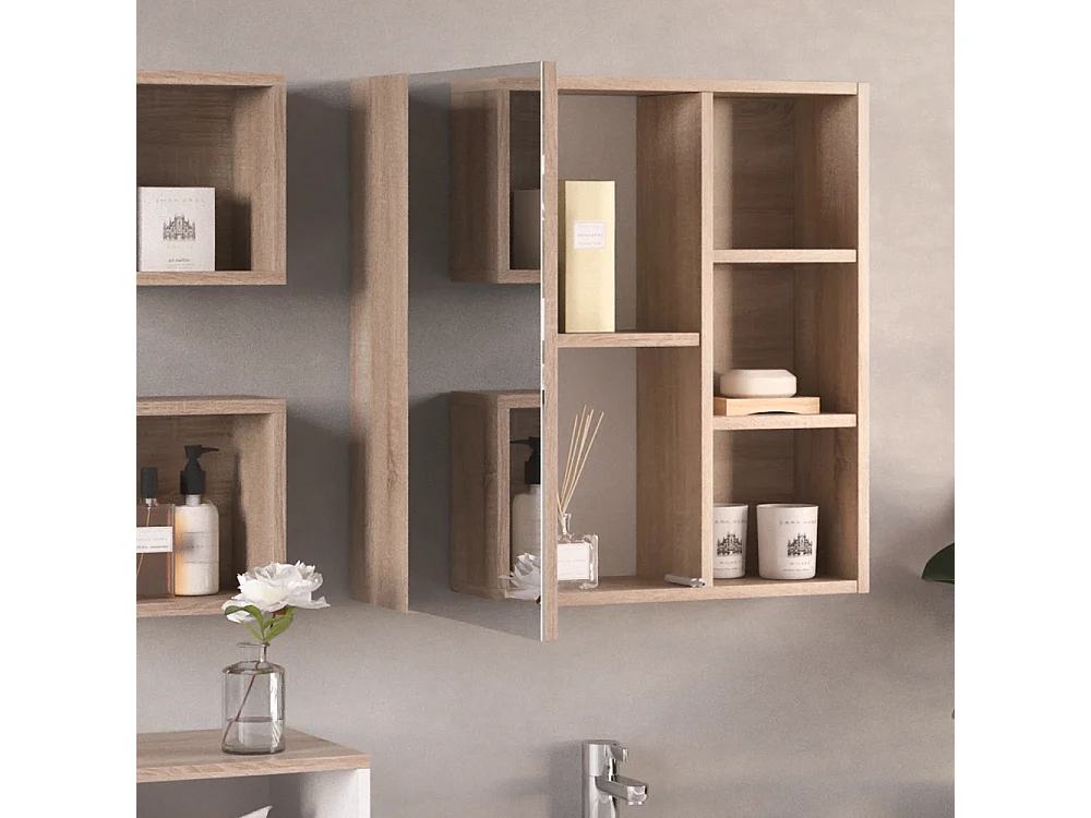 Armario con espejo para baño sonoma 62x21x64 senyo