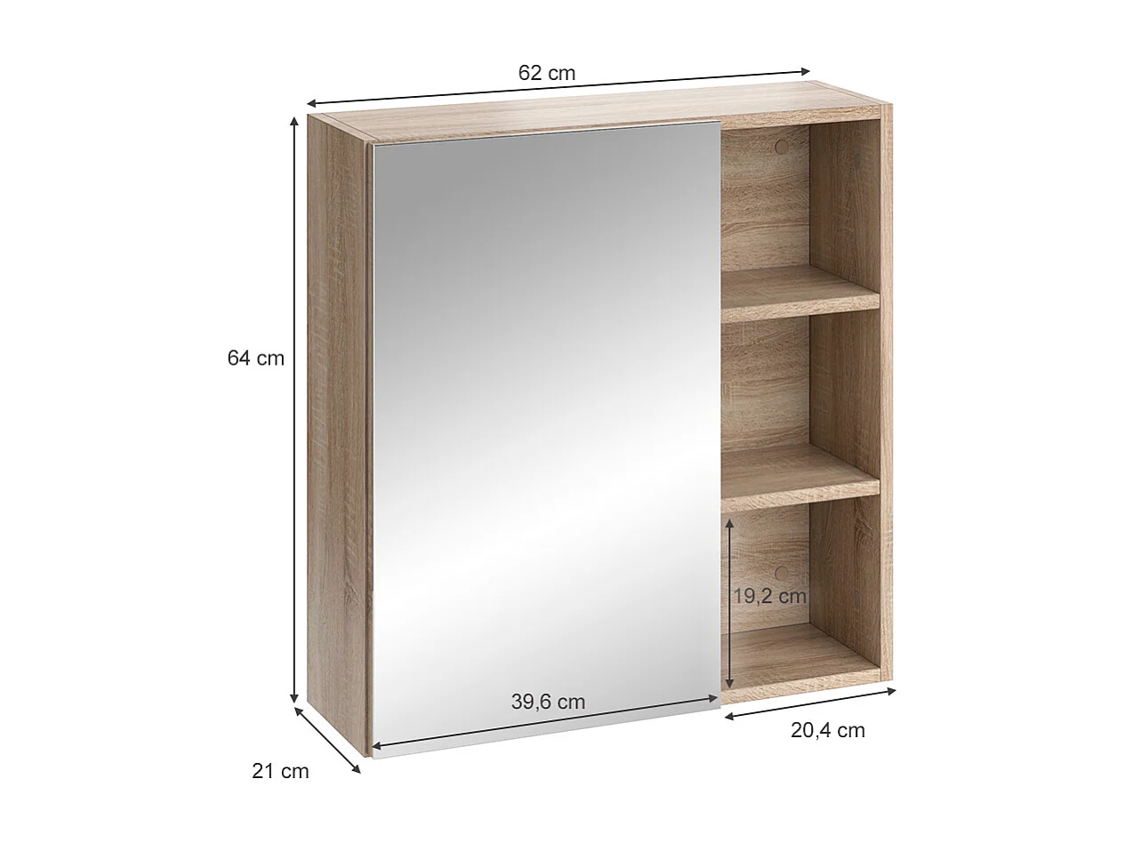 Armoire de toilette sonoma 62x21x64 senyo