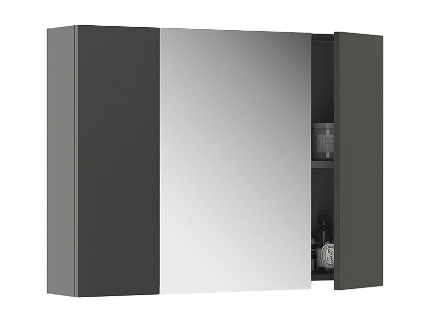 Armario con espejo para baño antracita 80x16.4x59.2 leopold