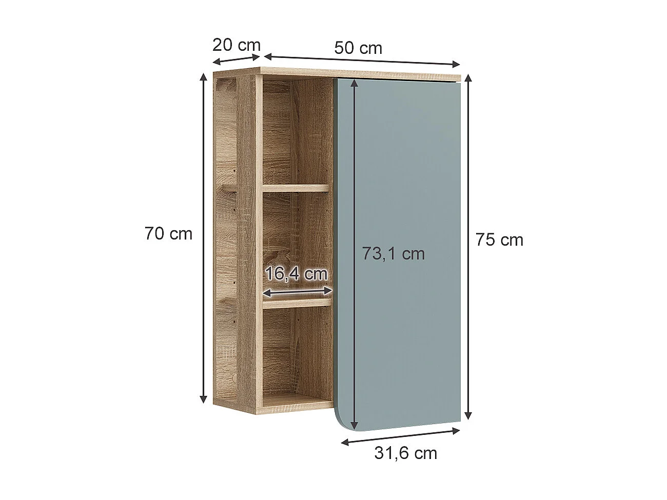 Armoire de sonoma/bleu 50x20x75 karen