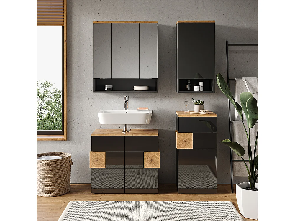 Armario de baño antracita 40x27x77.5 eden