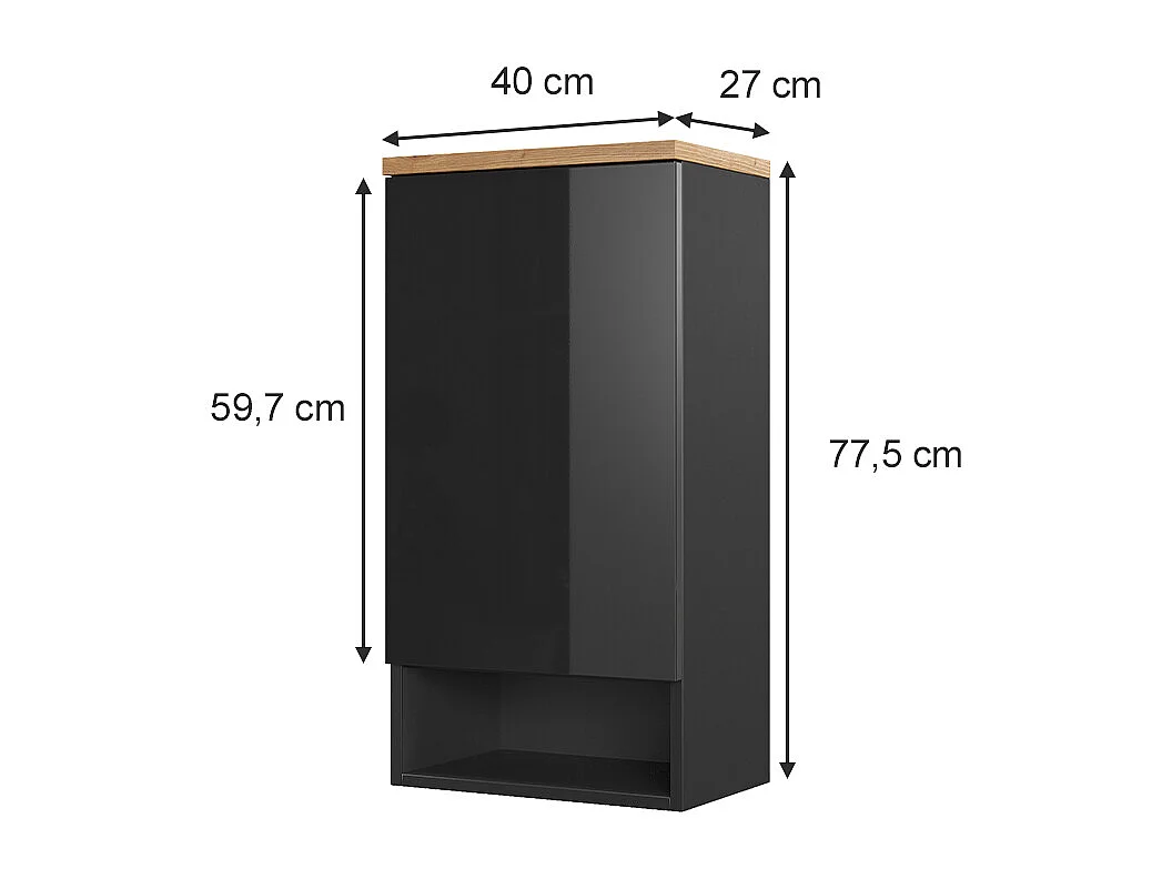 Armoire murale anthracite 40x27x77.5 eden