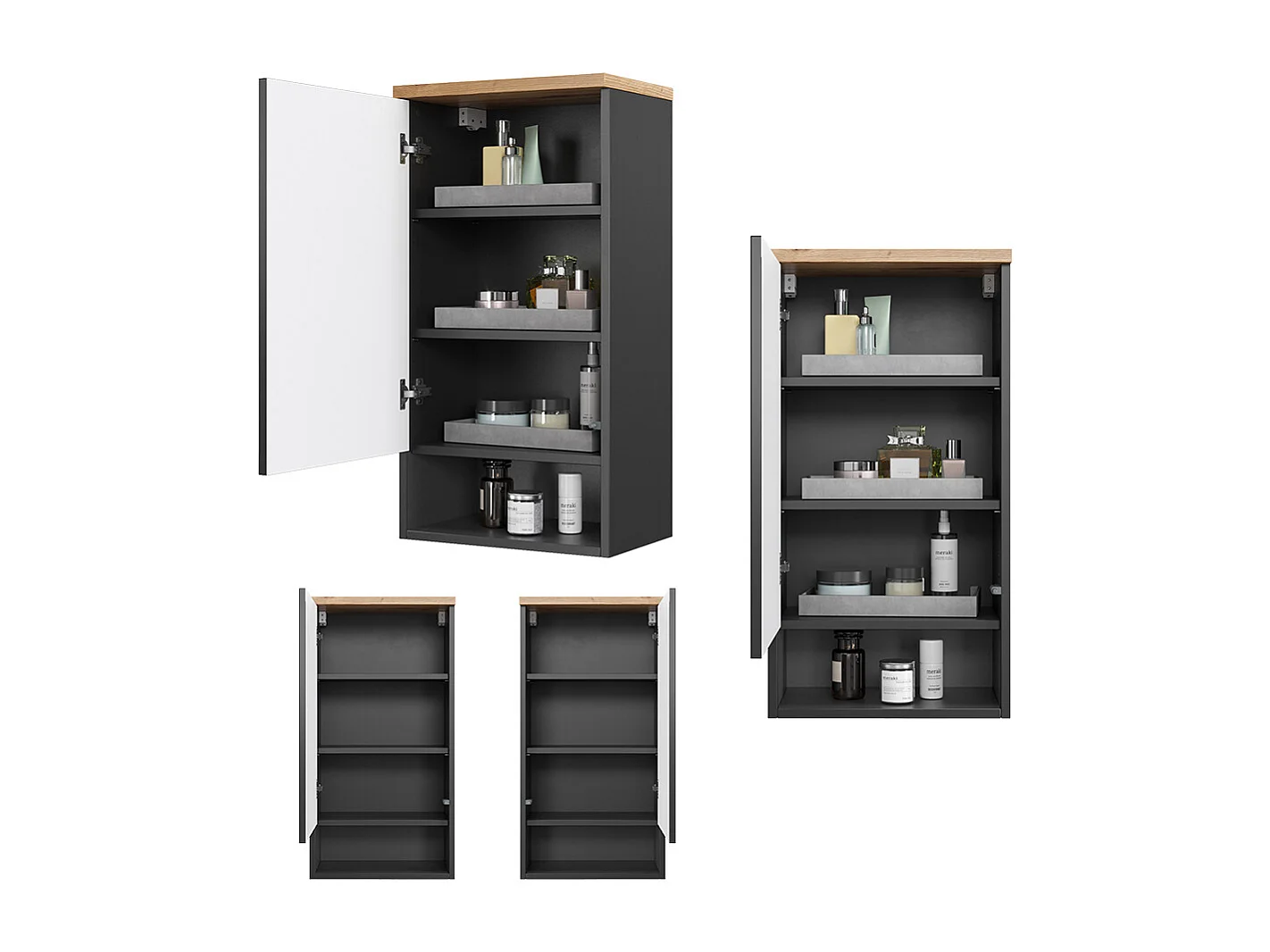 Armoire murale anthracite 40x27x77.5 eden