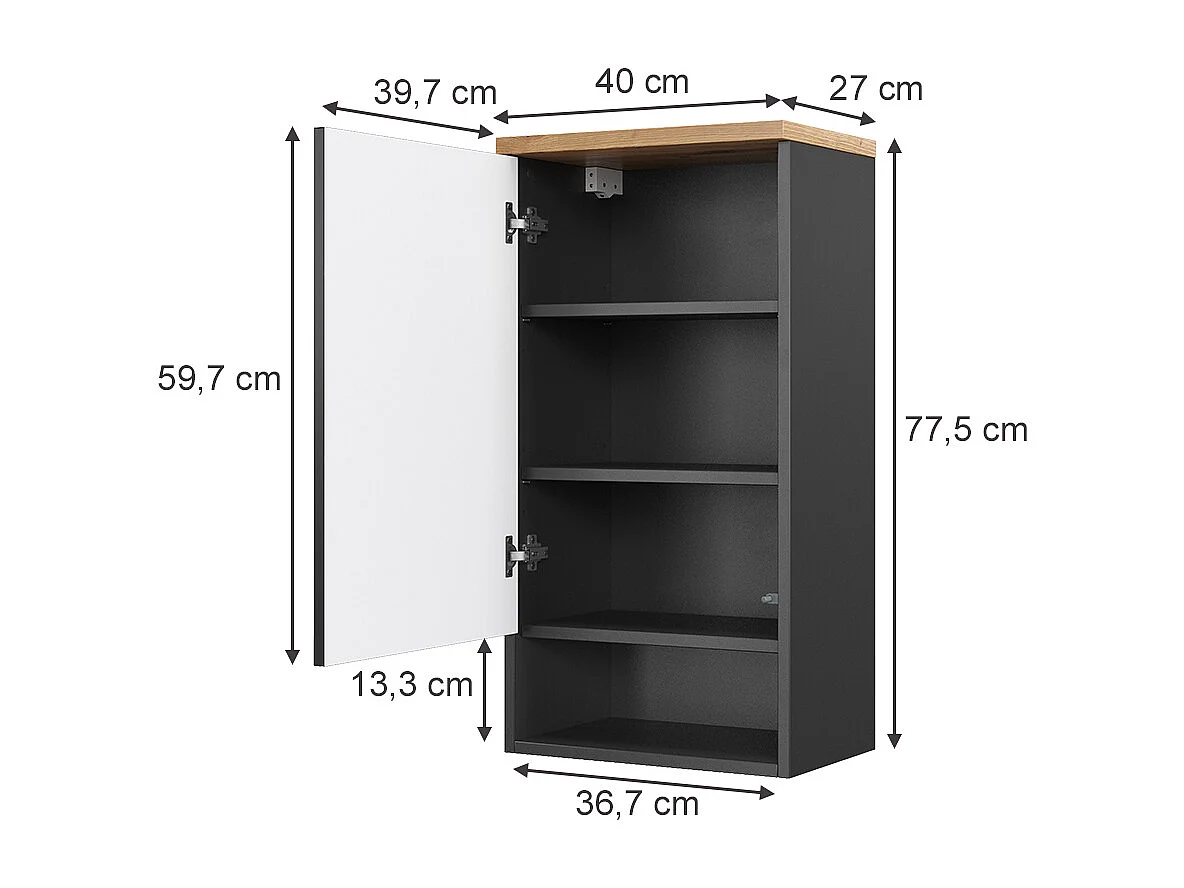 Badkamerkast antraciet 40x27x77.5 eden
