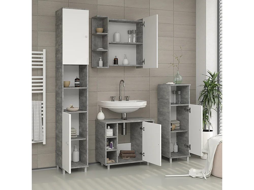 Armario con espejo para baño hormigón 62x20.8x64 fynn