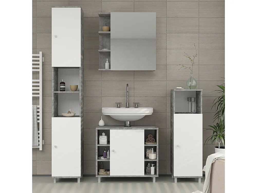 Armario con espejo para baño hormigón 62x20.8x64 fynn