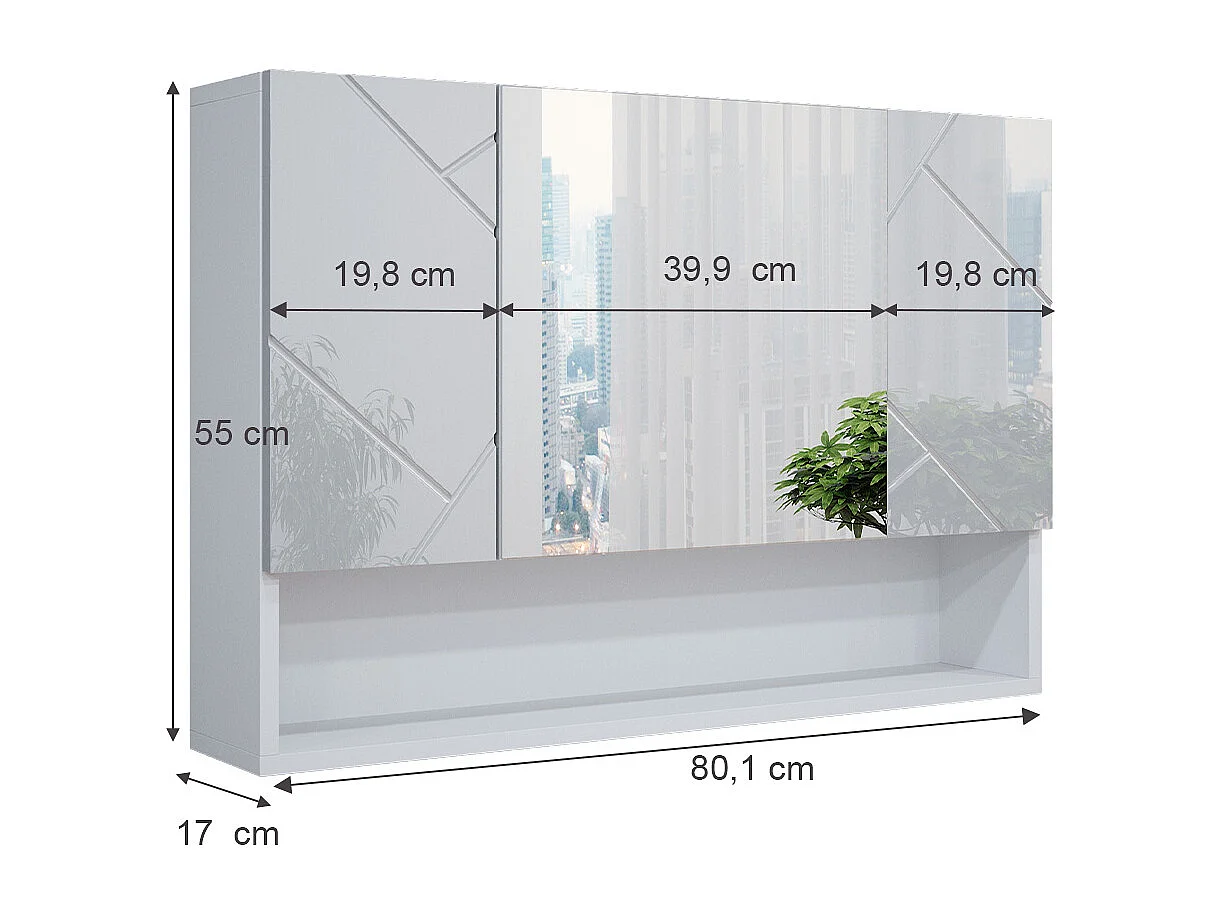 Armario con espejo para baño blanco alto brillo 80.1x17x55 irma