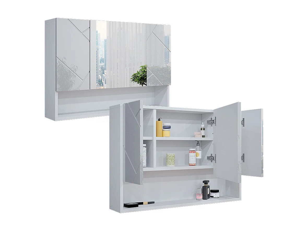 Armoire de toilette blanc haute brillance 80.1x17x55 irma