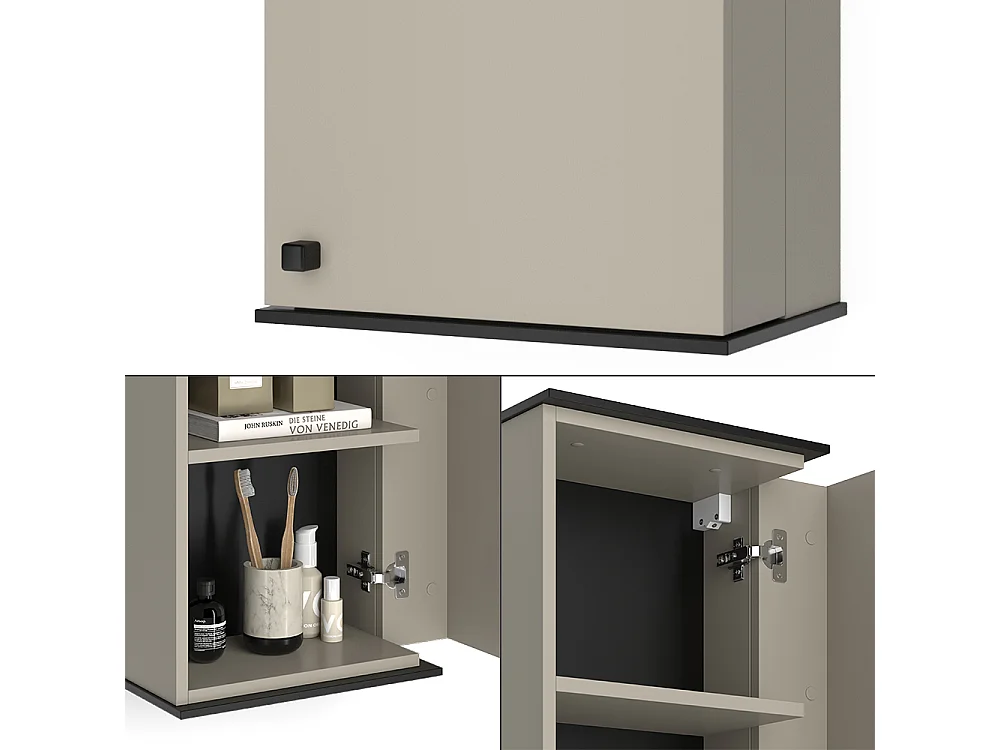 Armoire de salle de bain grège 37x24x60 joli