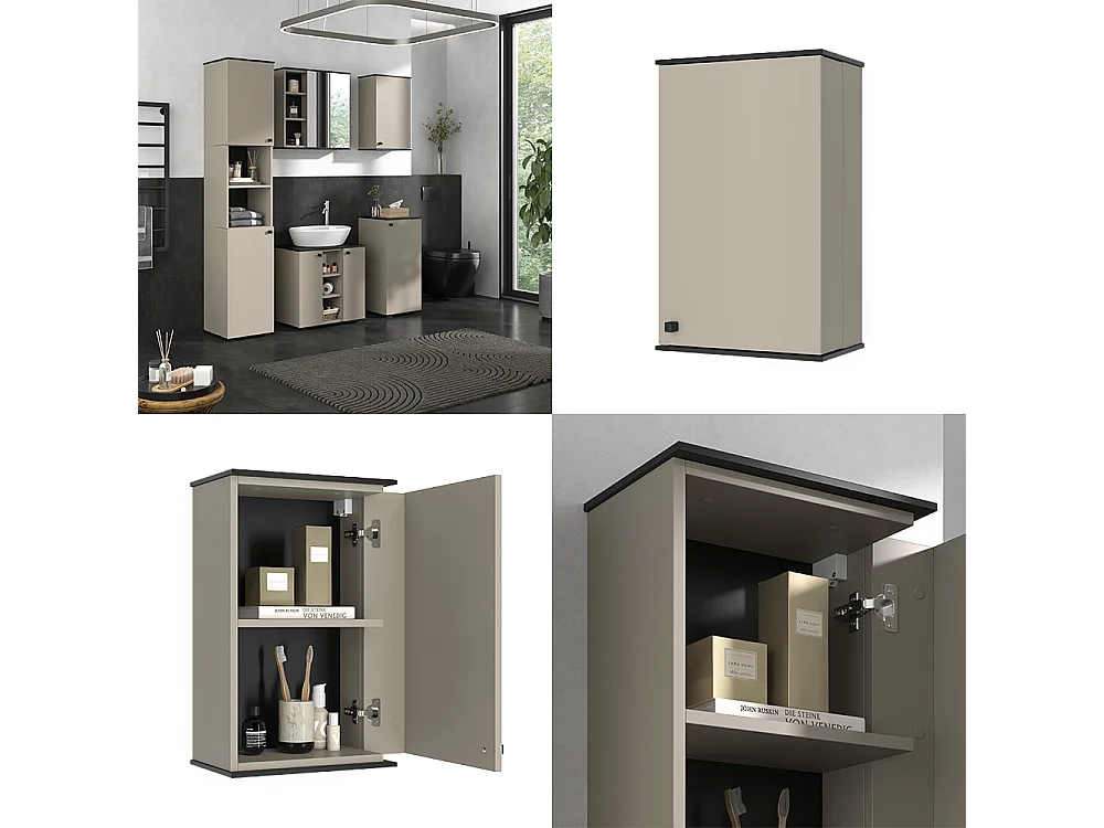 Armoire de salle de bain grège 37x24x60 joli