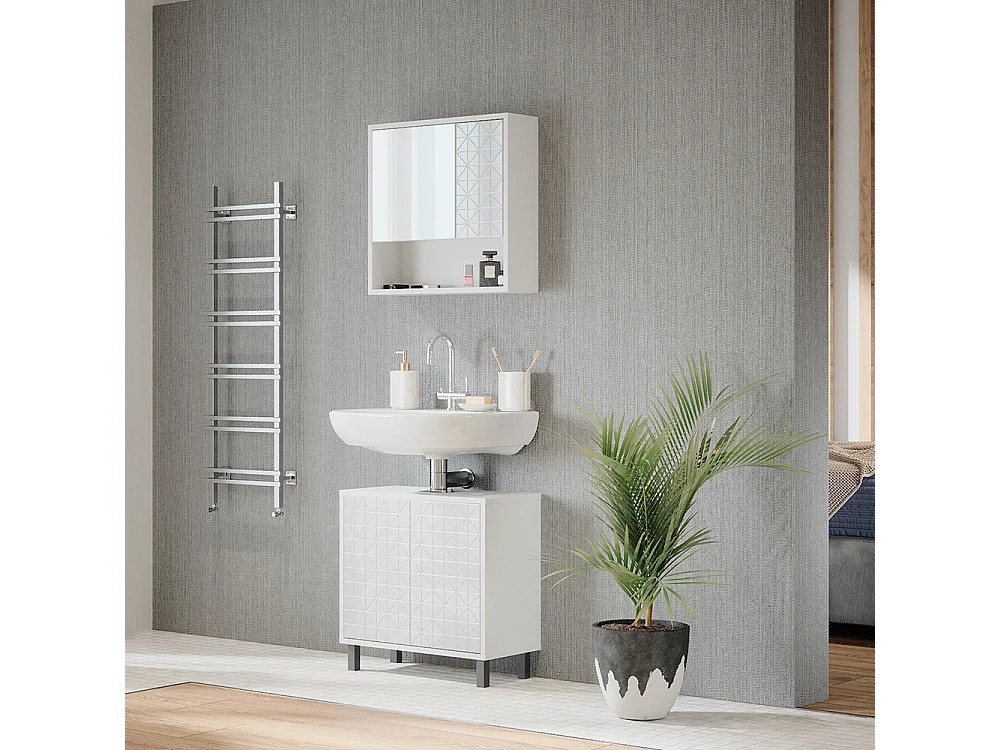 Armario con espejo para baño blanco 54x16x53 agasta