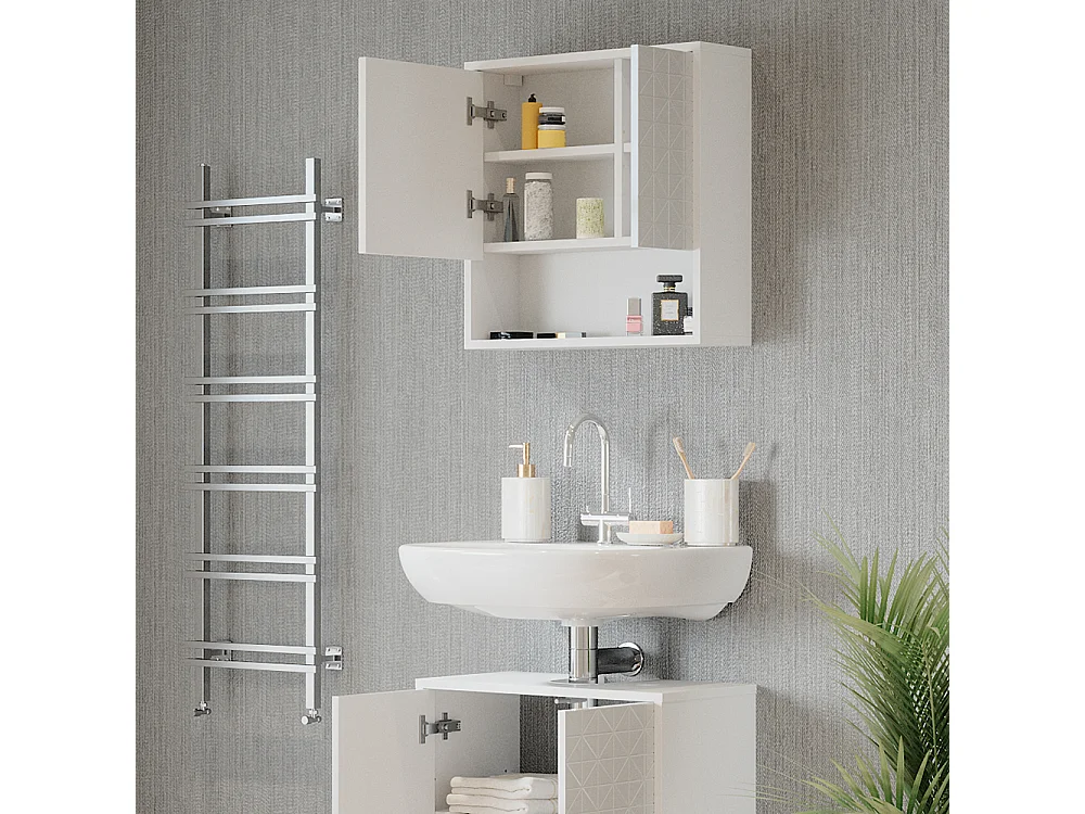 Armario con espejo para baño blanco 54x16x53 agasta