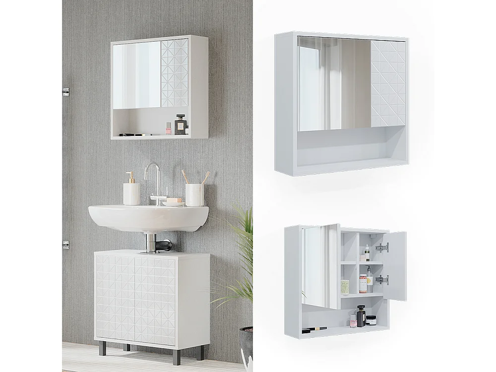 Armoire de toilette blanc 54x16x53 agasta