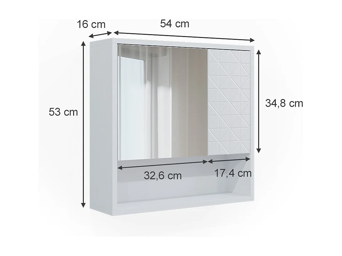 Armoire de toilette blanc 54x16x53 agasta