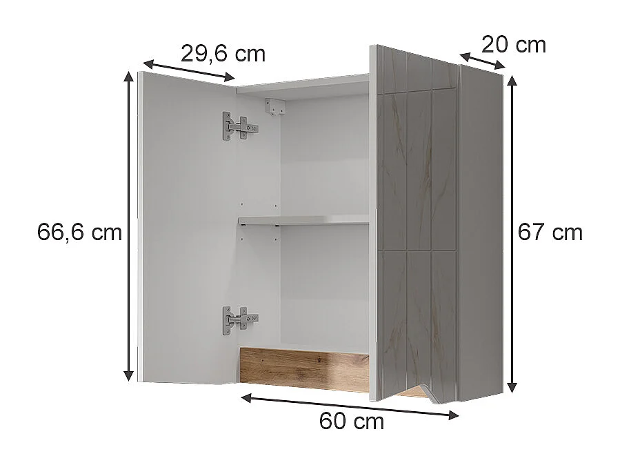 Armoire de toilette blanc/artisan 60x20x67 marelle