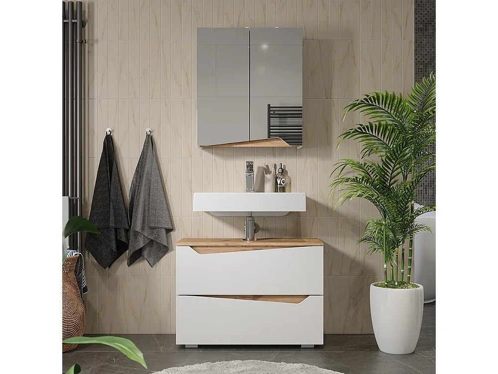 Armoire de toilette blanc/artisan 60x20x67 marelle