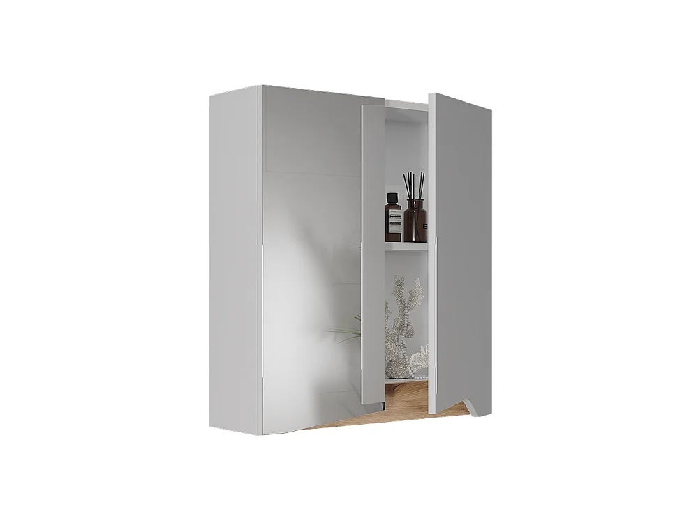 Szafka z lustrem w łazience biały/artystyczny 60x20x67 marelle