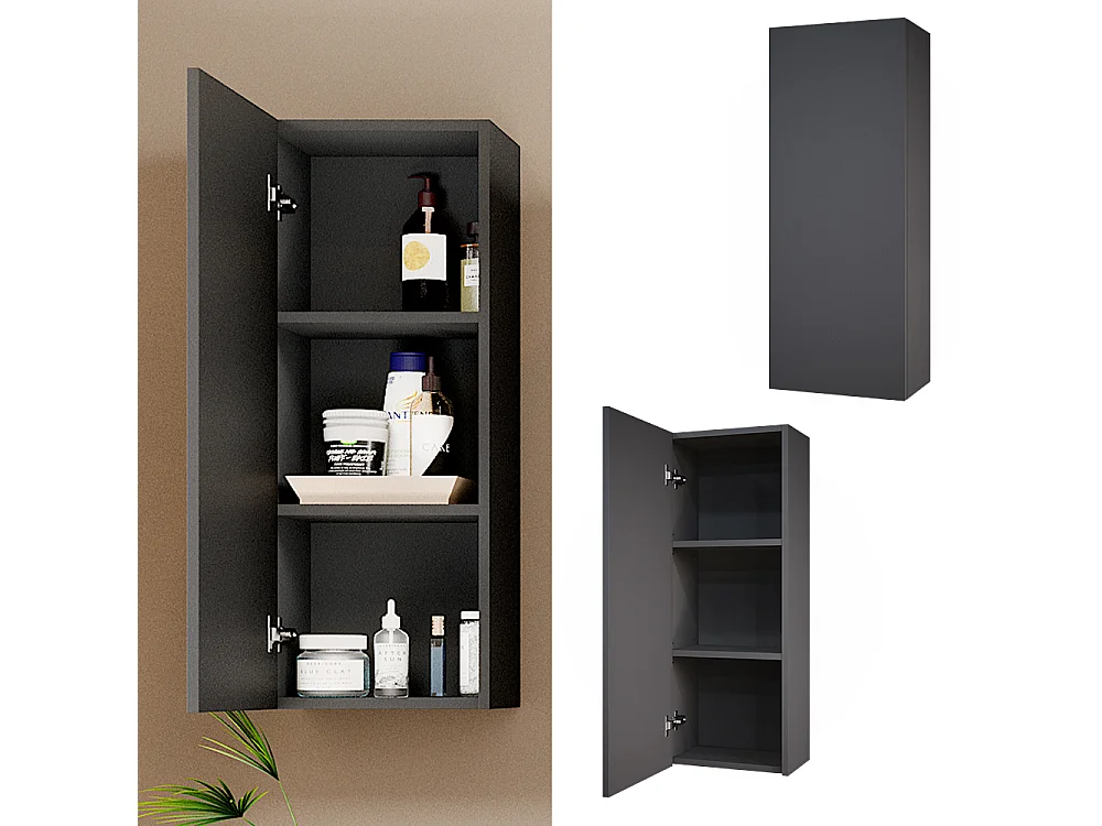 Armario de baño antracita 33x21.6x84 gloria